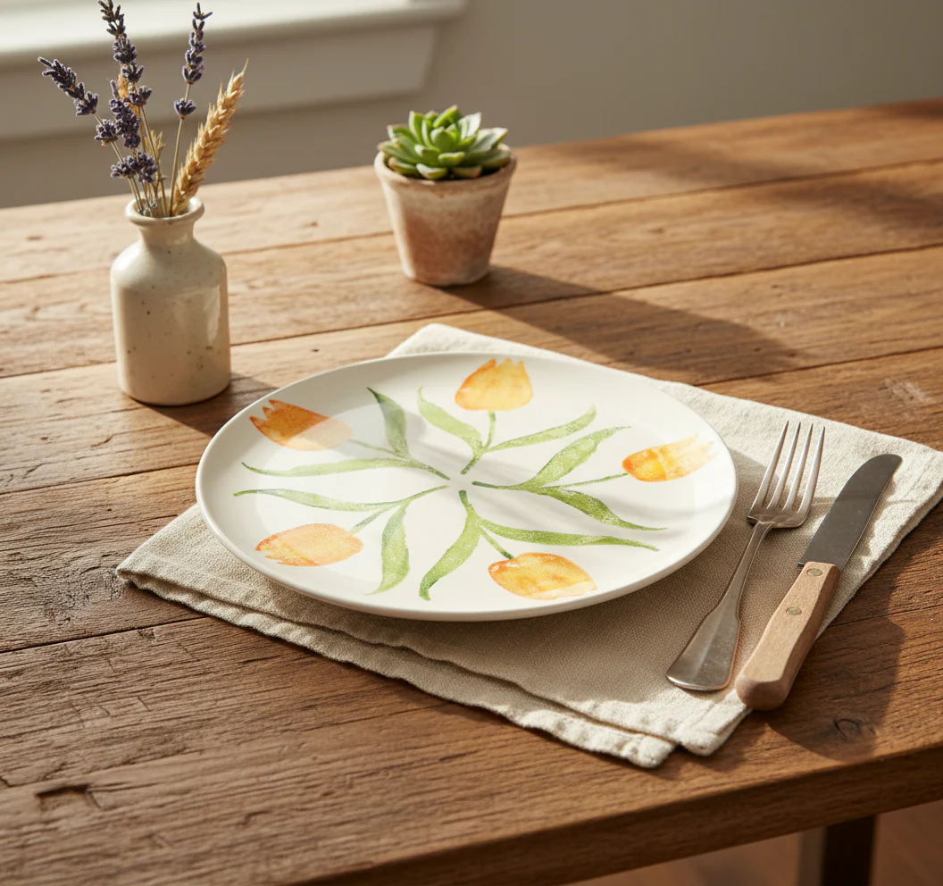Bliss Home Yellow Tulip Rimmed Round Serving Platter - Image 3