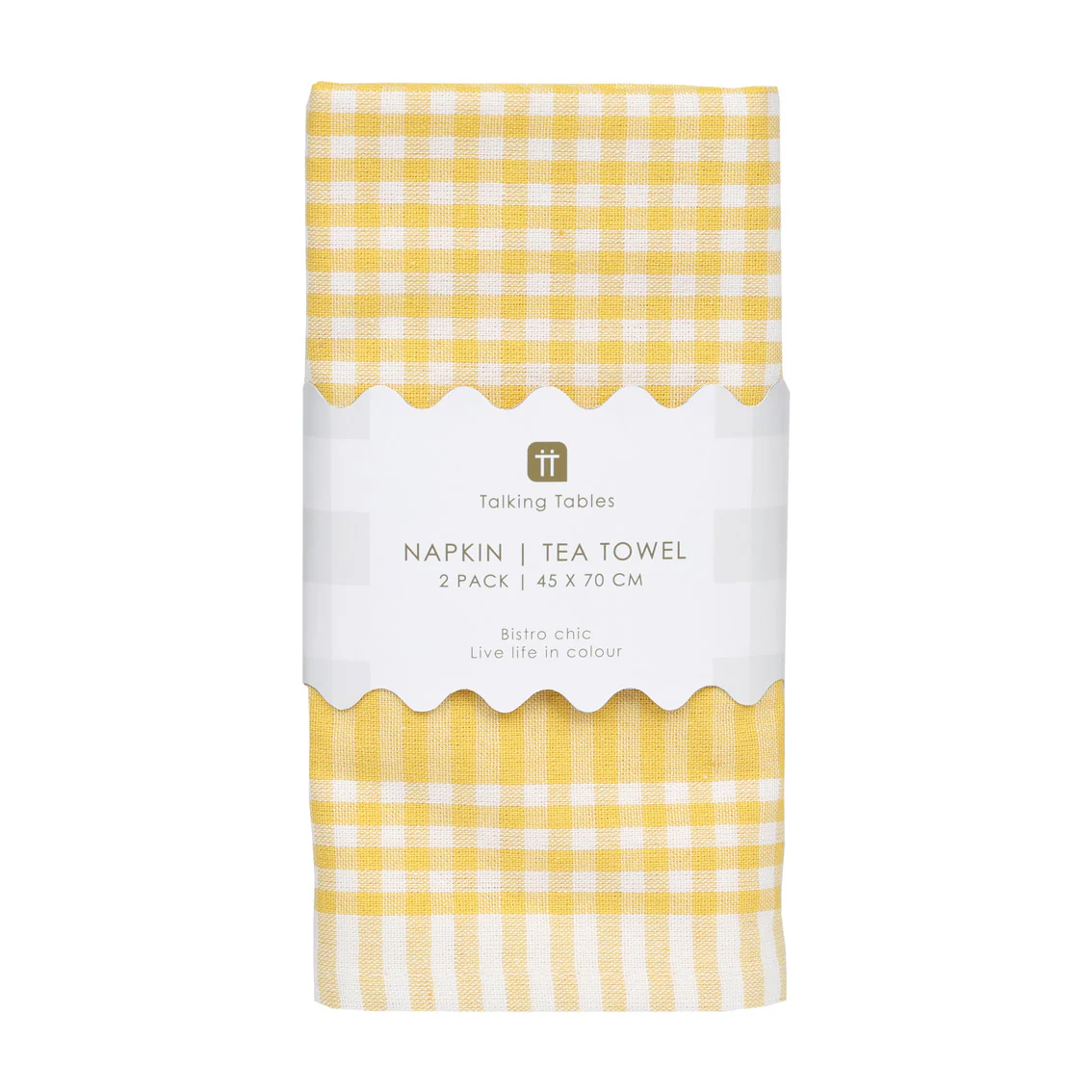 Bon Appetit Cotton Gingham Tea Towels, Yellow (Set Of 2)