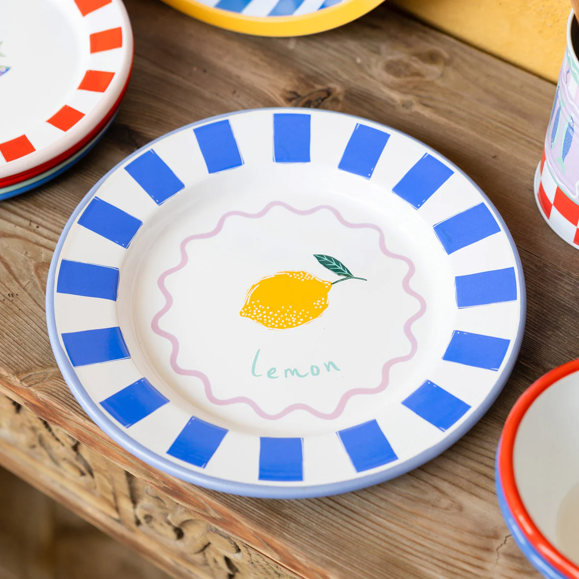 Talking Tables Bon Appetit Lemon Enamel Dinner Plate, (25CM) - Image 3