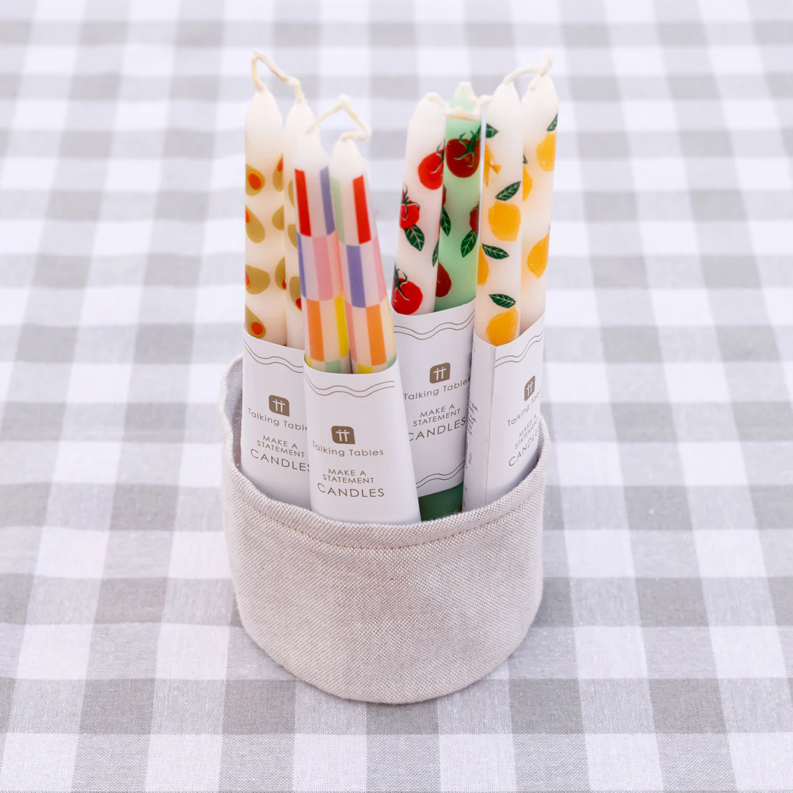 Bon Appetite Multi Coloured Check Taper Dinner Candles (2 Pack) - Image 5