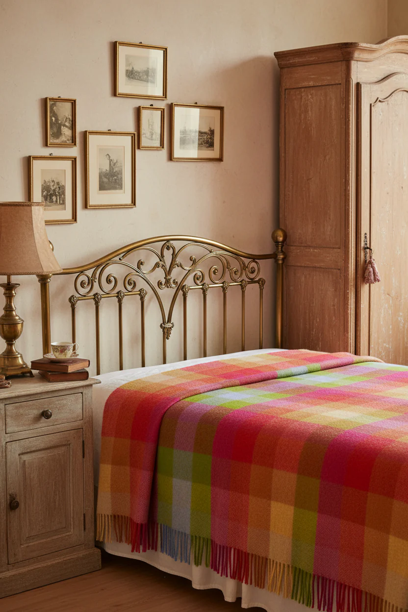 Bronte By Moon Harlequin Shetland Wool Throw, Sunshine - Image 7