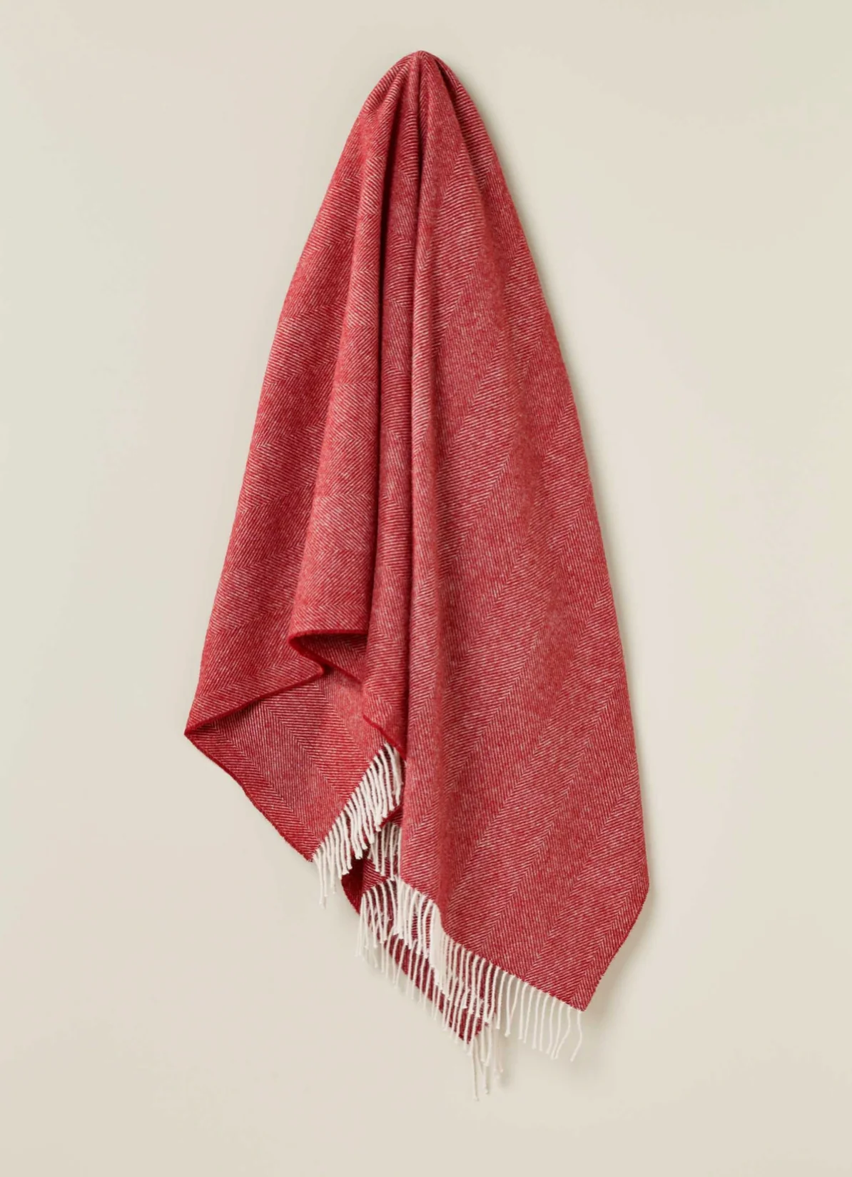 Bronte By Moon Herringbone Pure New Wool Throw, Red
