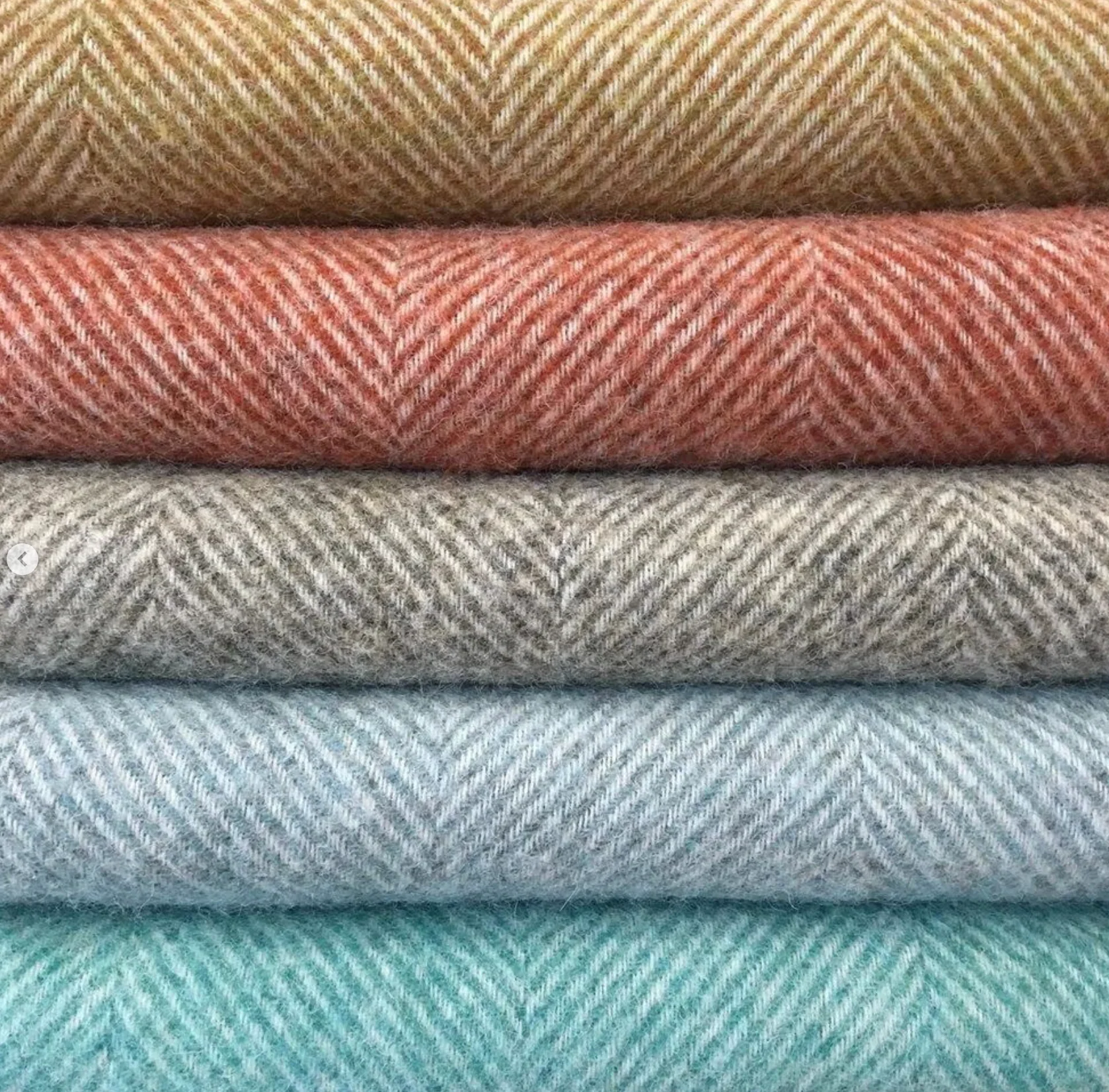 Bronte By Moon Herringbone Shetland Wool Throw, Duck Egg Blue - Image 7