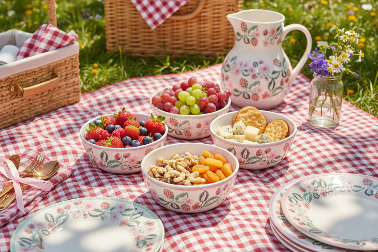 Cath Kidston Raspberry Melamine Picnic Bowls (Set Of 4) - Image 2