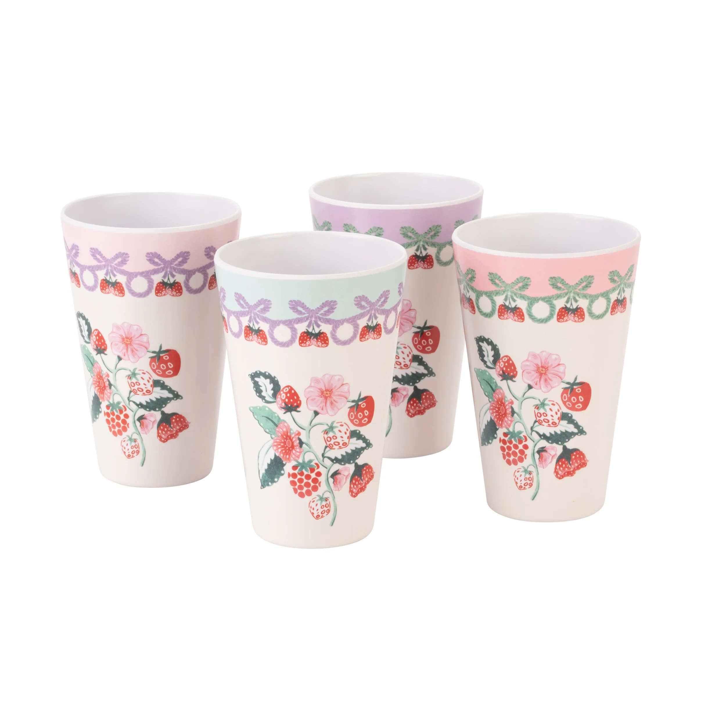 Cath Kidston Raspberry Melamine Tumblers (Set Of 4)