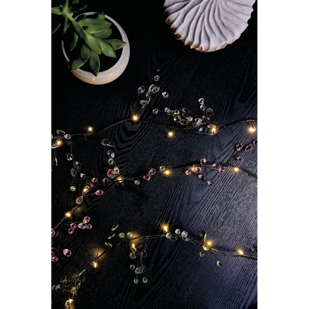Clear Pink Crystal Blossom LED Fairy Lights (Battery Powered) - Image 3