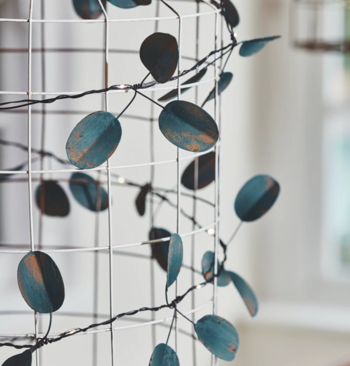 Handmade Metal LED Fairy Light,Green Eucalyptus(Battery Operated) - Image 2