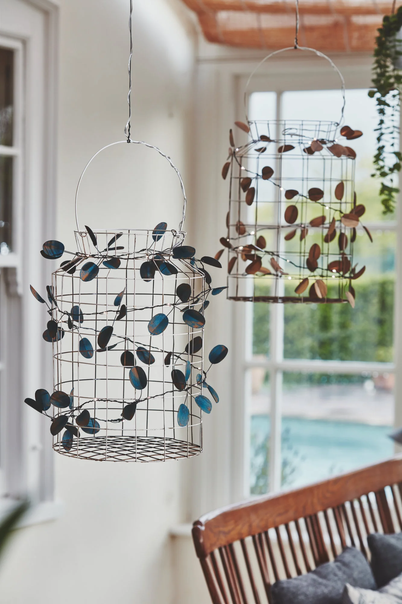 Handmade Metal LED Fairy Light,Green Eucalyptus(Battery Operated) - Image 3
