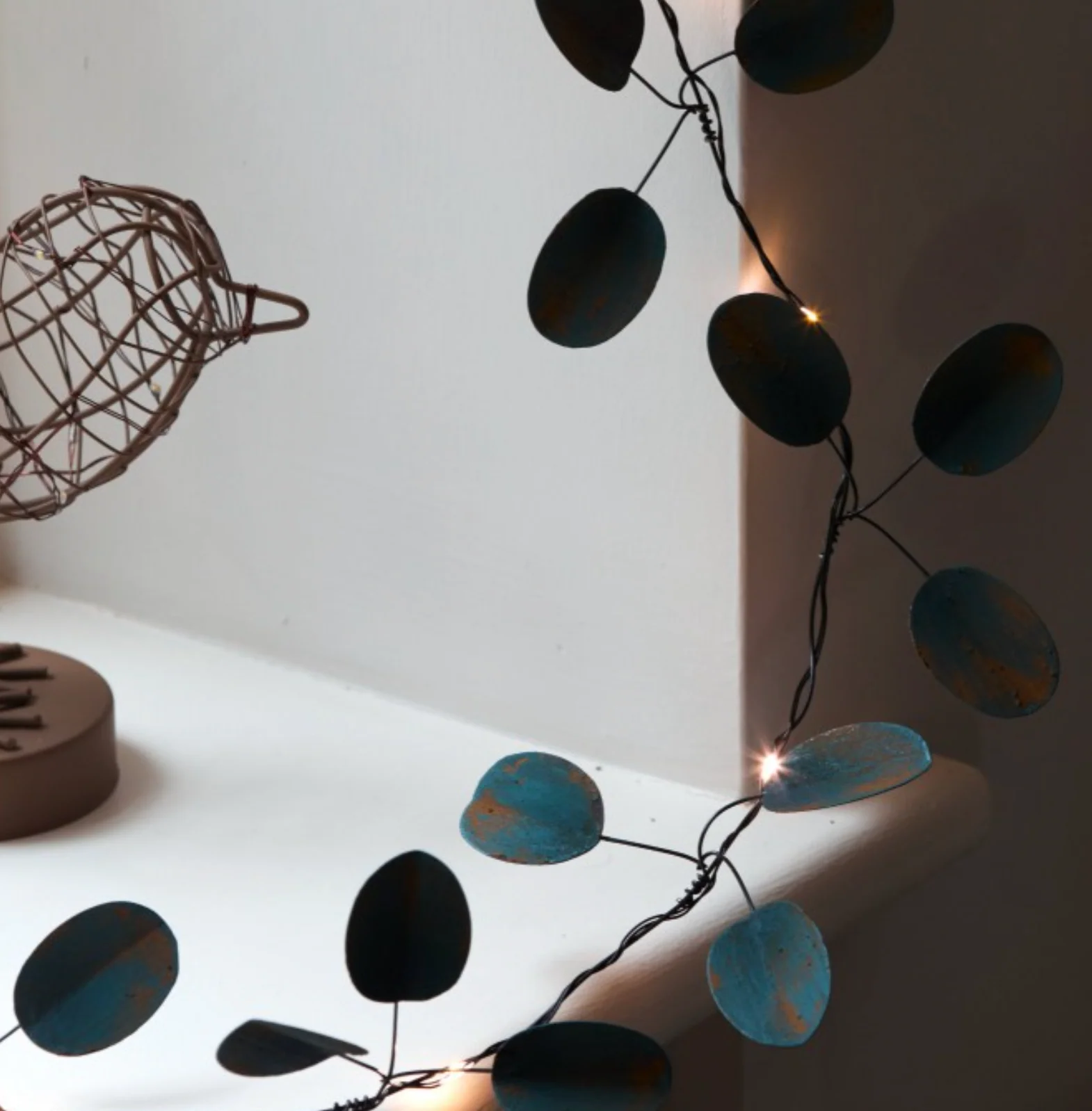 Handmade Metal LED Fairy Light,Green Eucalyptus(Battery Operated) - Image 5
