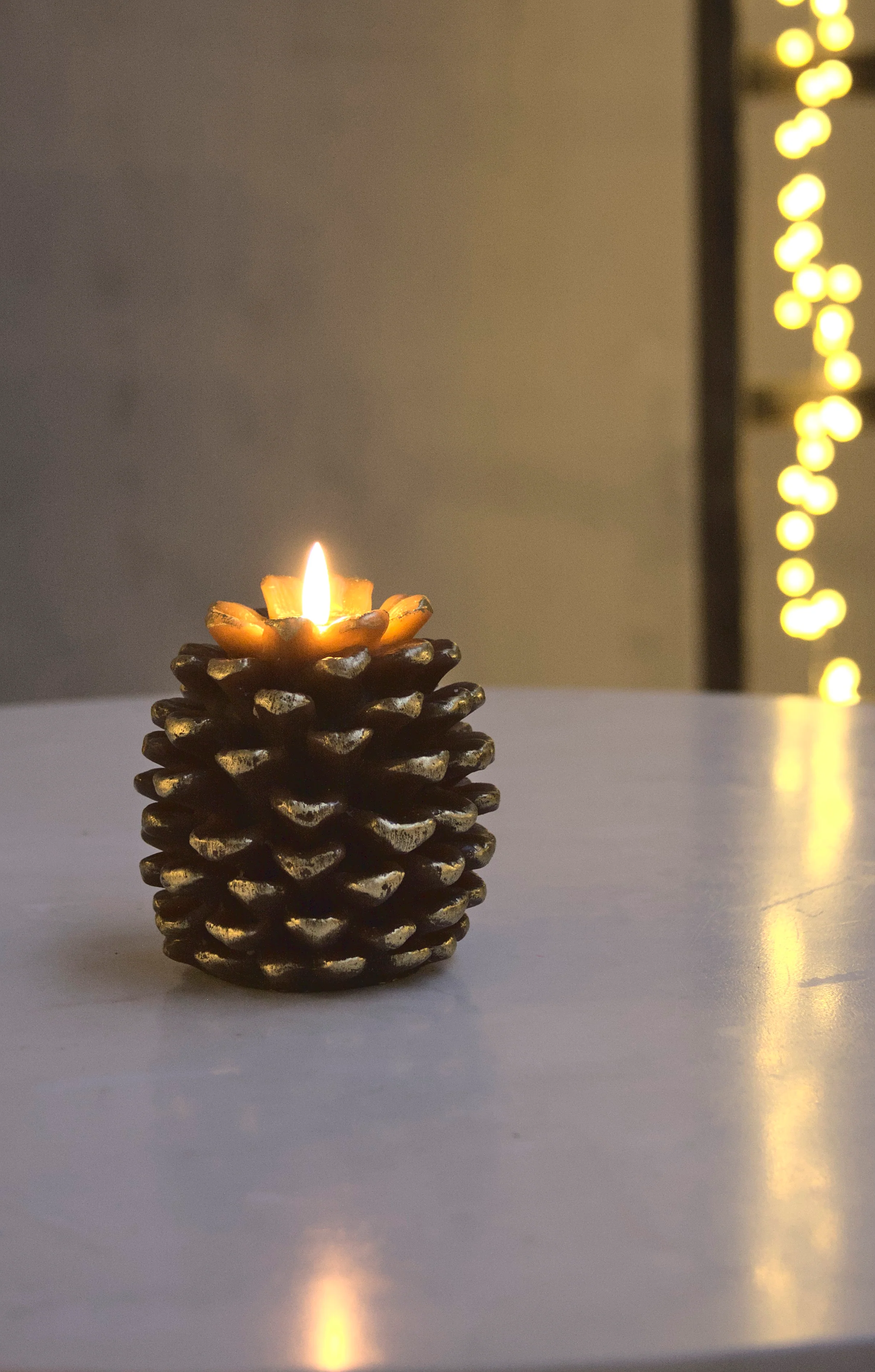 LED Pinecone Candle, Antique Gold - Image 7