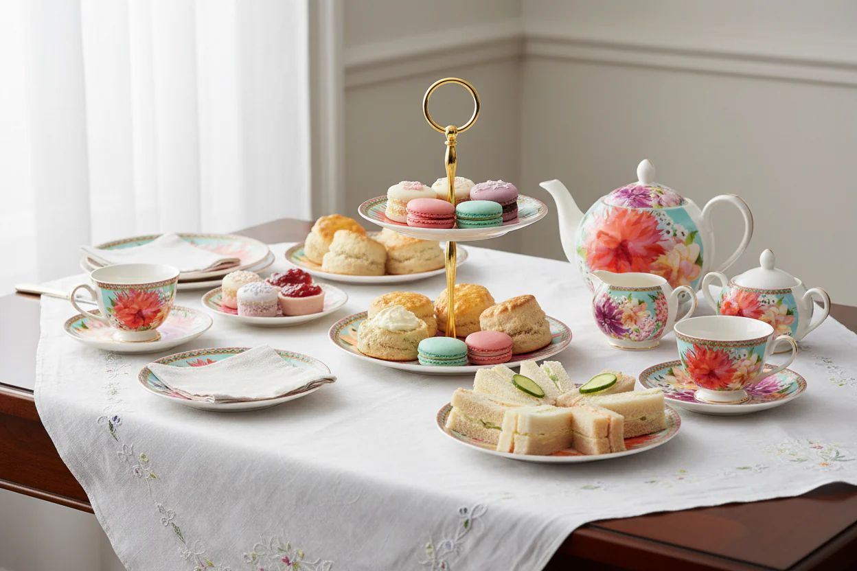 Maxwell & Williams Teas & C’S Dahlia Daze 2 Tiered Cake Stand, Sky - Image 3