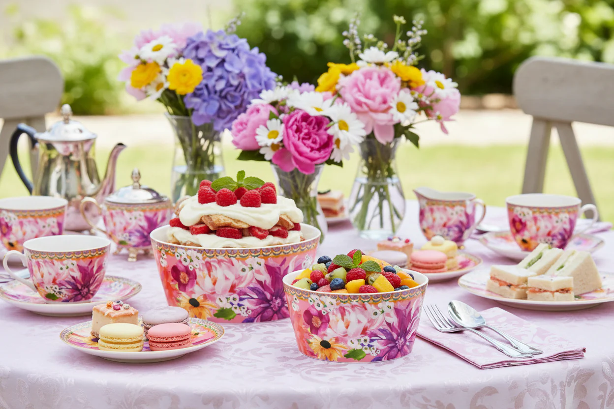 Maxwell & Williams Teas & C’S Dahlia Daze Dessert Bowls, Pink (Set Of 2) - Image 4