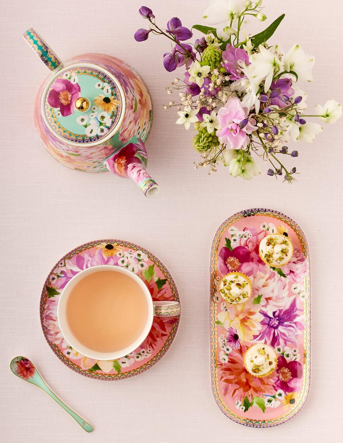 Maxwell & Williams Teas & C’S Dahlia Daze Teapot With Infuser, Sky - Image 5