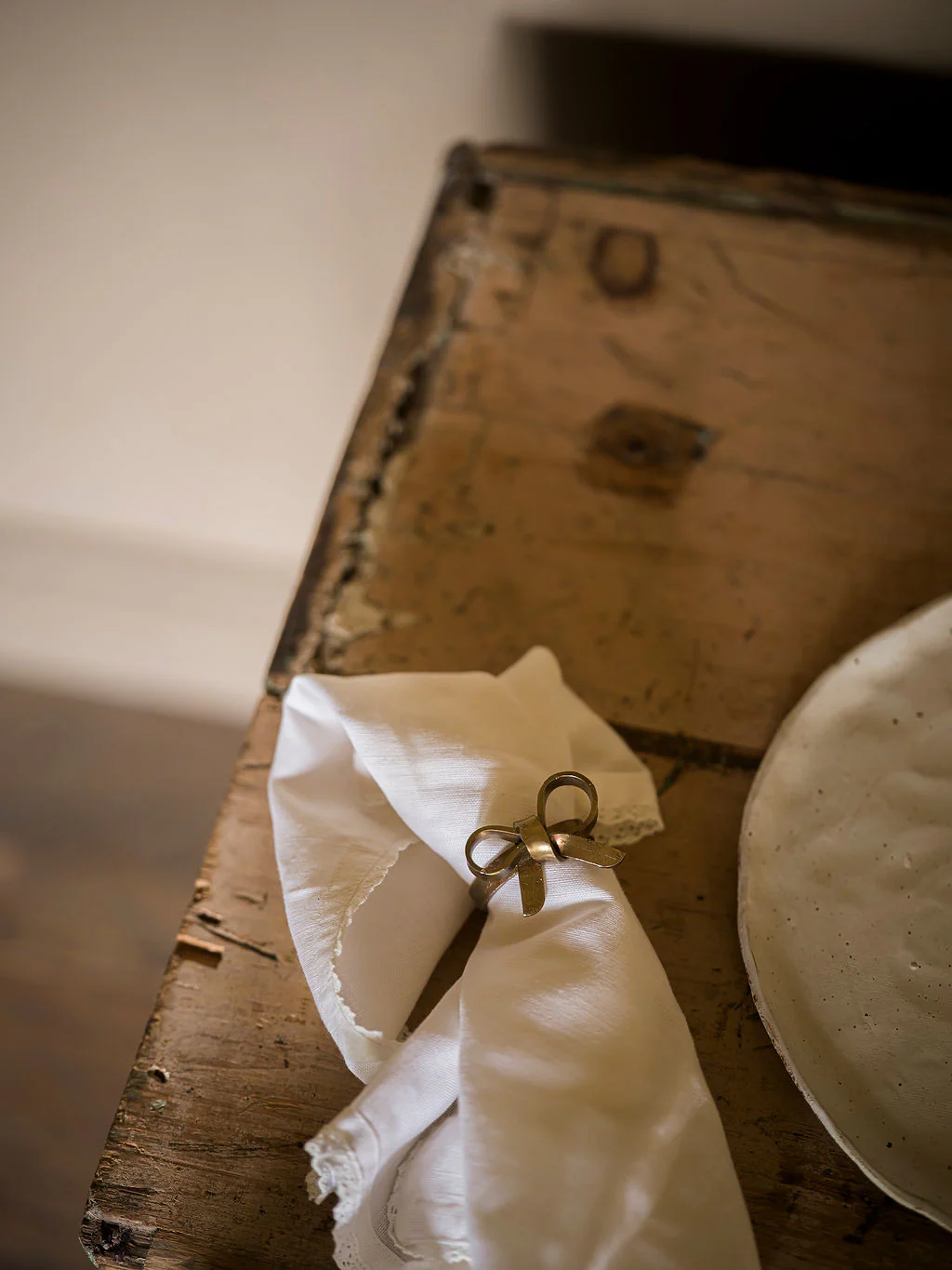 Morgan Wright Antique Brass Bow Napkin Ring