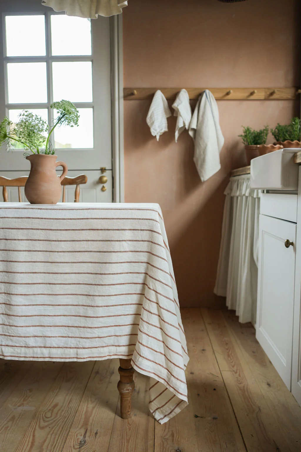 Morgan Wright The Provence French Linen Tablecloth, Fine Ginger Stripe - Image 3