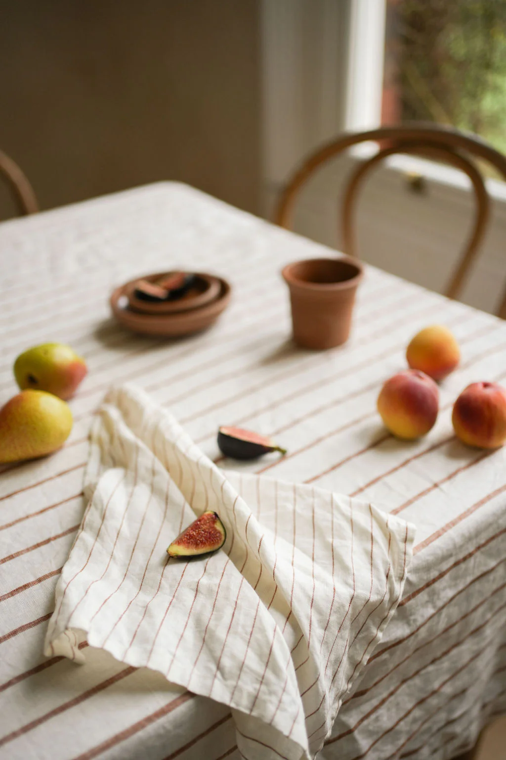 Morgan Wright The Provence French Linen Tablecloth, Fine Ginger Stripe - Image 4