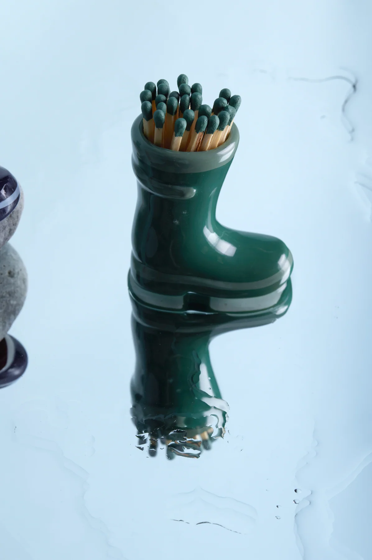 Paddywax Ceramic Wellington Boot Match Holder, Green - Image 3