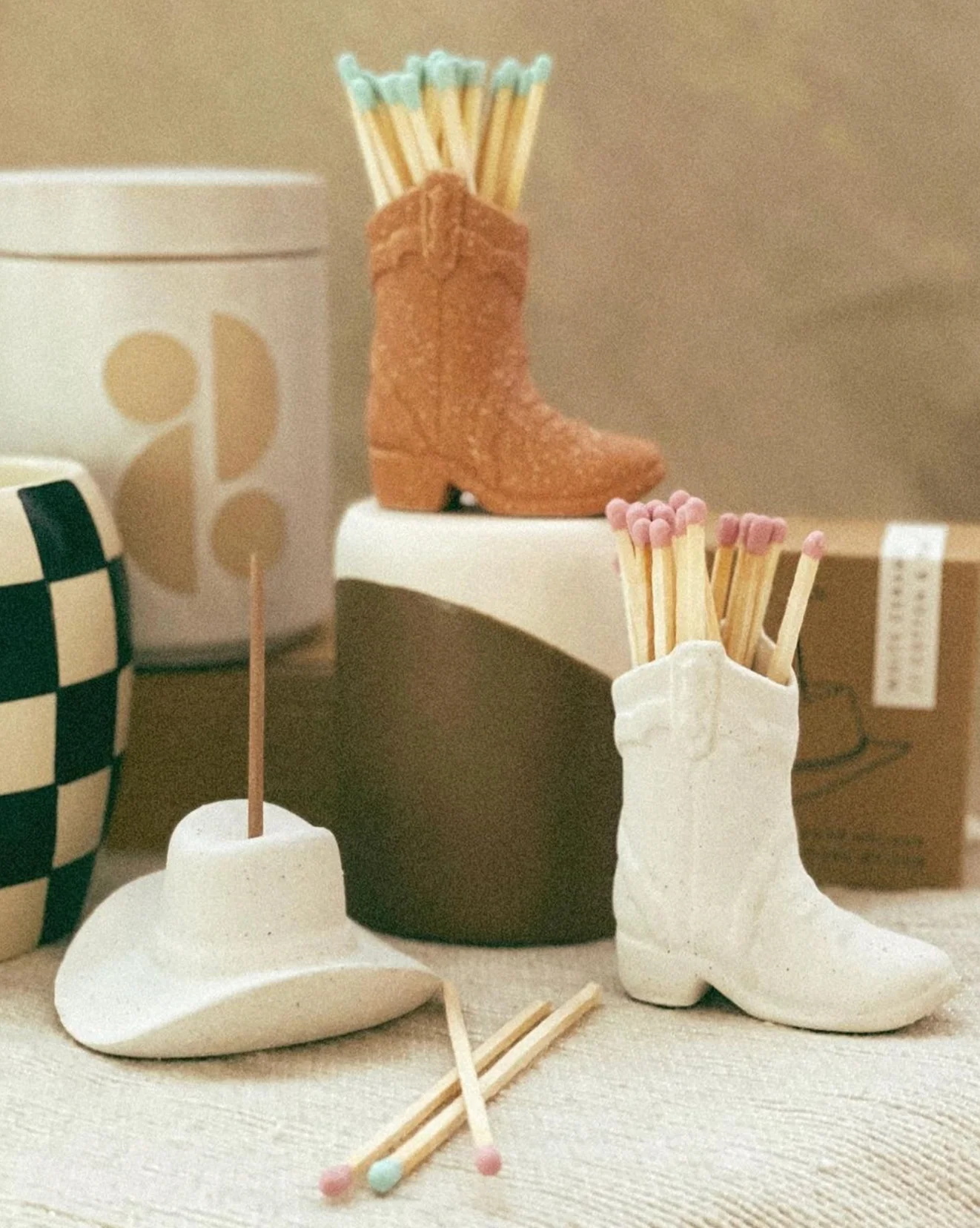Paddywax Nashville Ceramic Cowboy Boot Match Holder, White - Image 10
