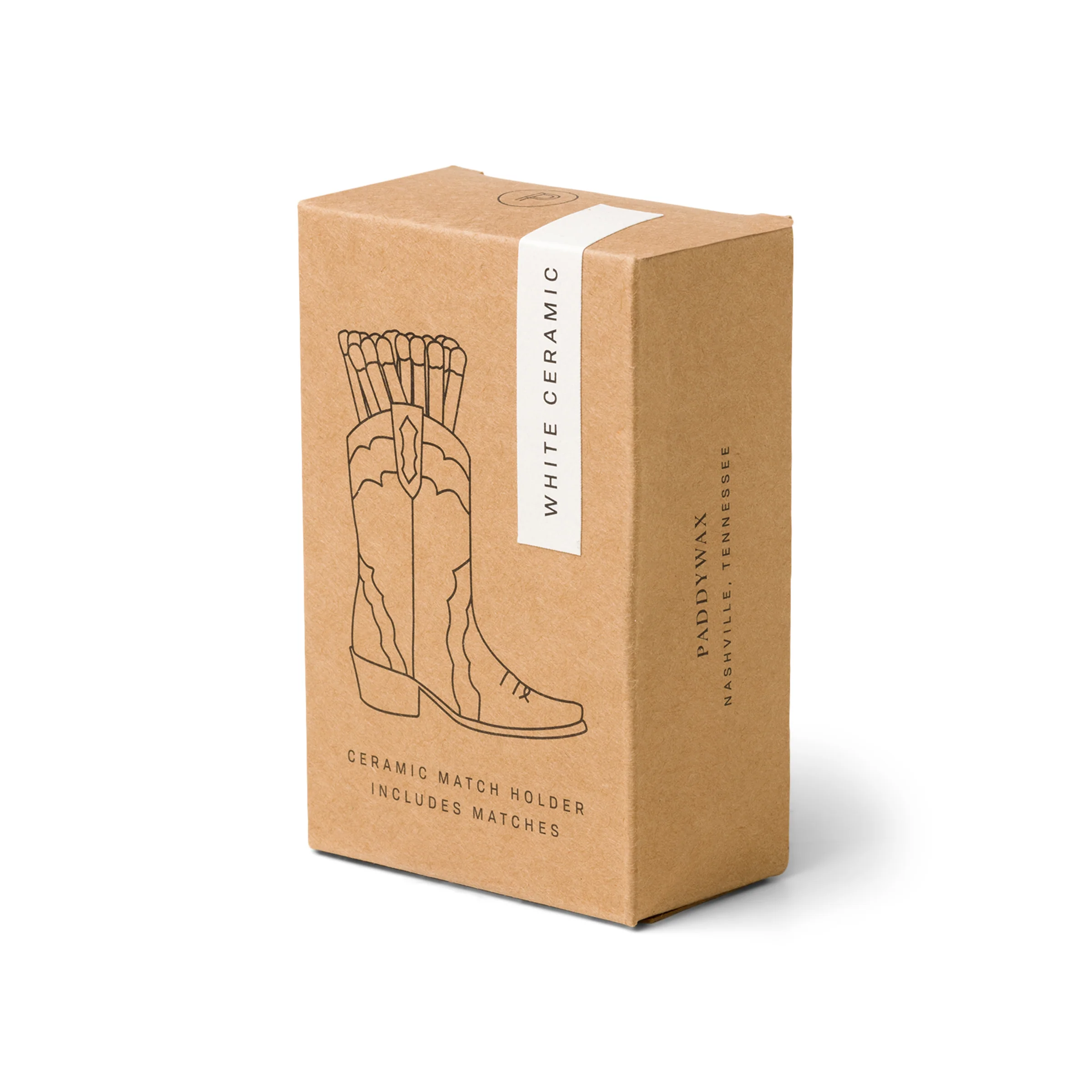 Paddywax Nashville Ceramic Cowboy Boot Match Holder, White - Image 3