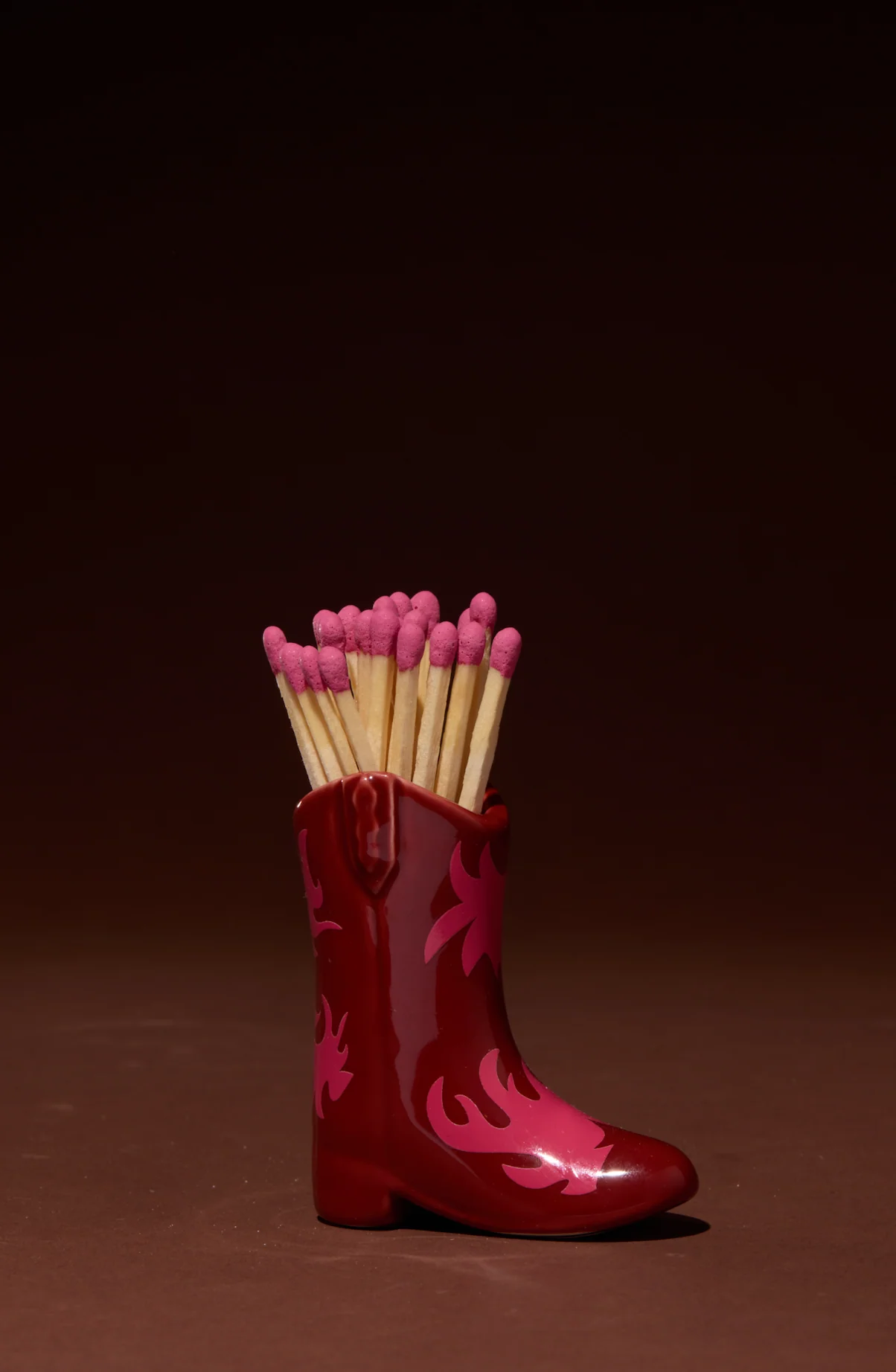 Paddywax Nashville Ceramic Cowboy Boot Match Holder, Red & pink - Image 2