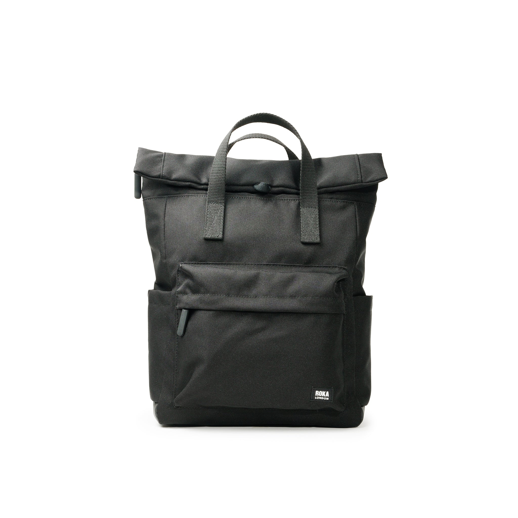 Roka London All Black Canfield B Medium Rucksack, (Sustainable Canvas)