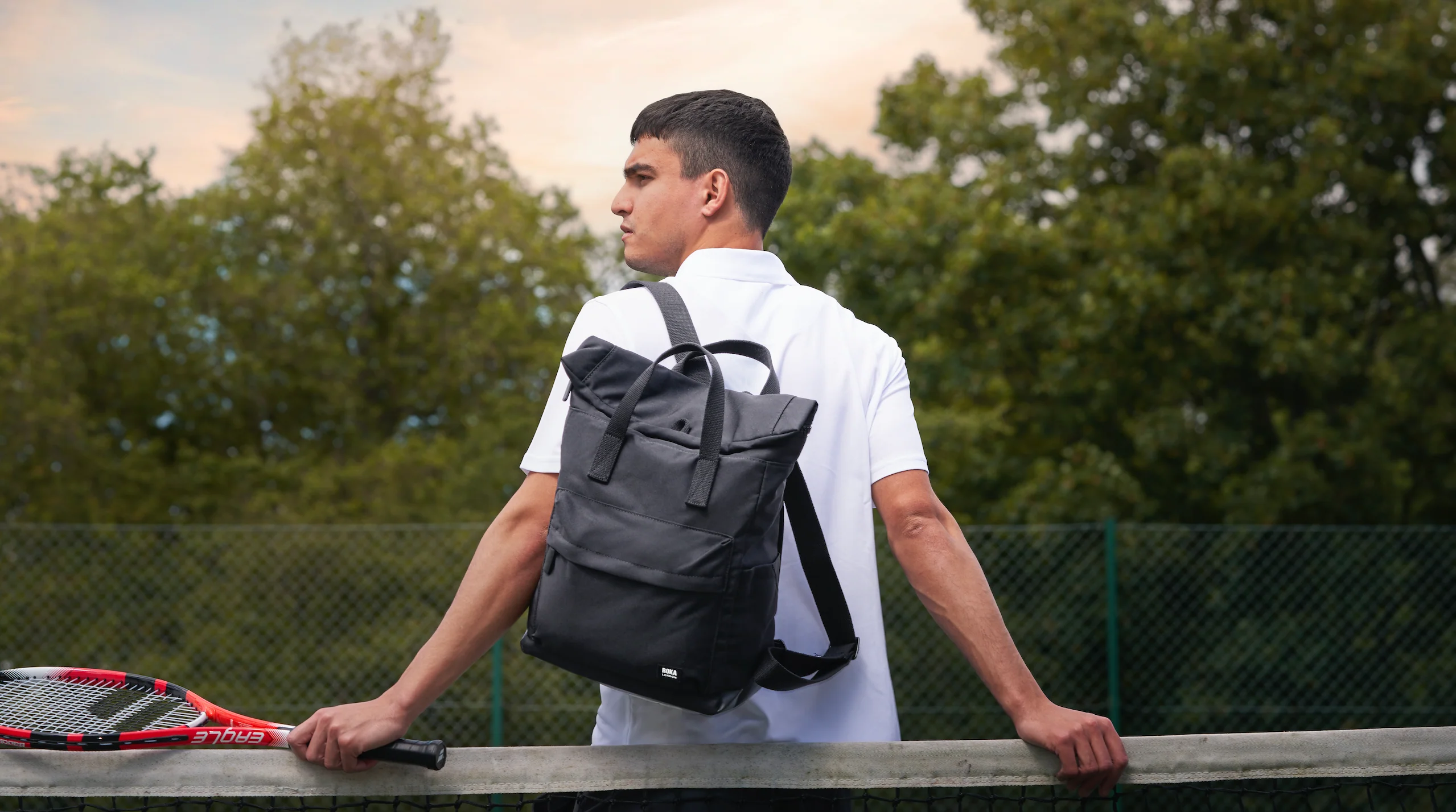 Roka London All Black Canfield B Medium Rucksack, (Sustainable Canvas) - Image 11