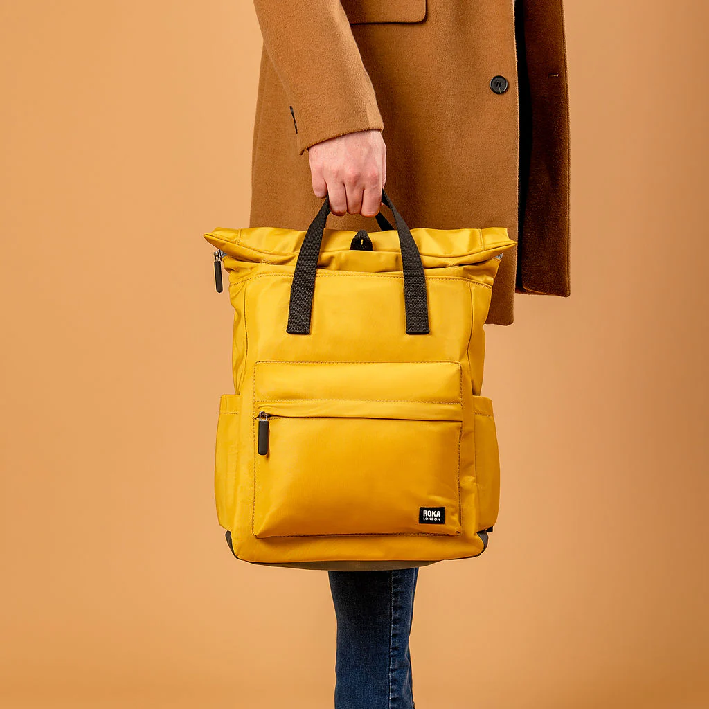 Roka London Black Label, Canfield B Medium Rucksack, Corn (Sustainable Nylon) - Image 8