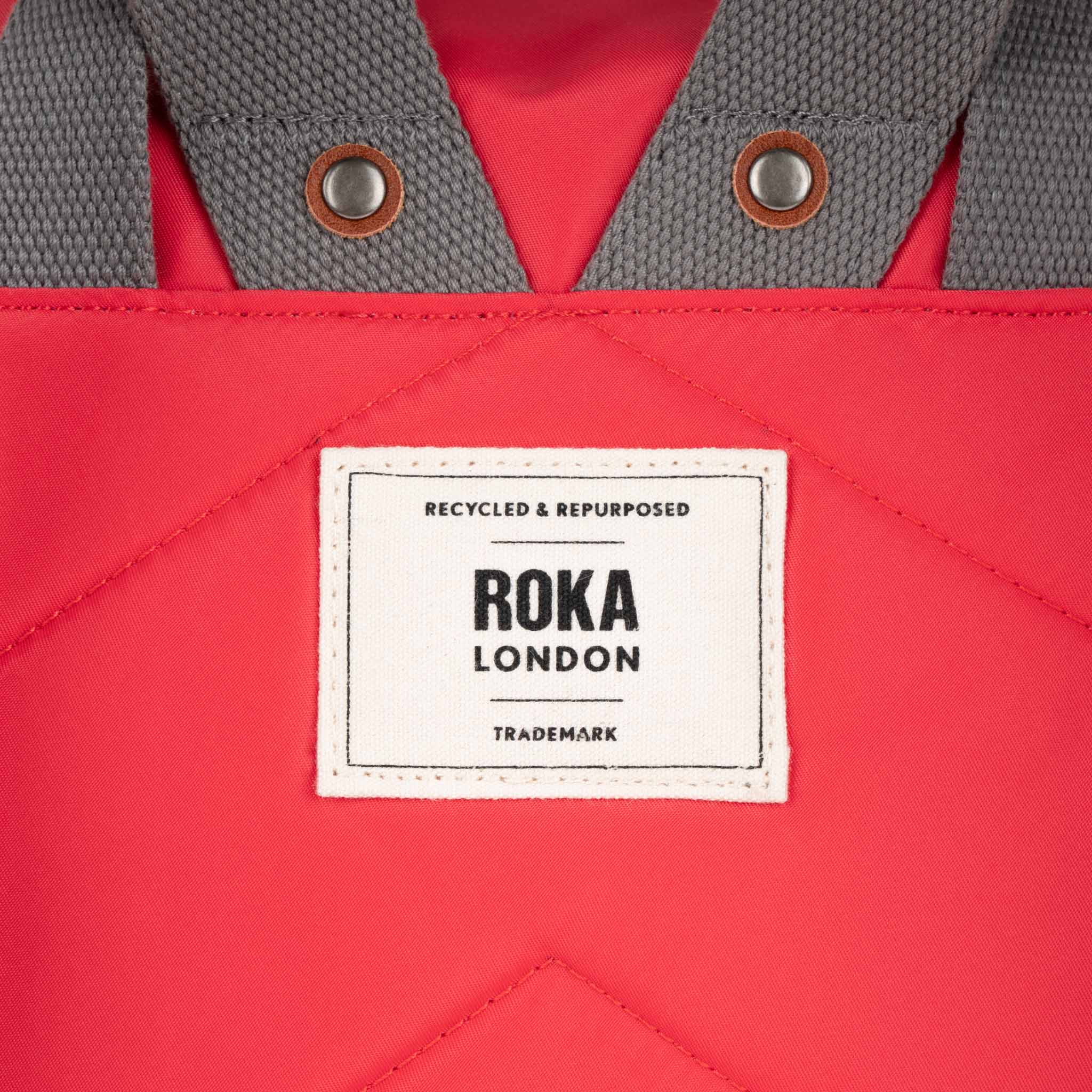 Roka London Canfield B Sustainable Nylon Rucksack, Poppy - Image 4