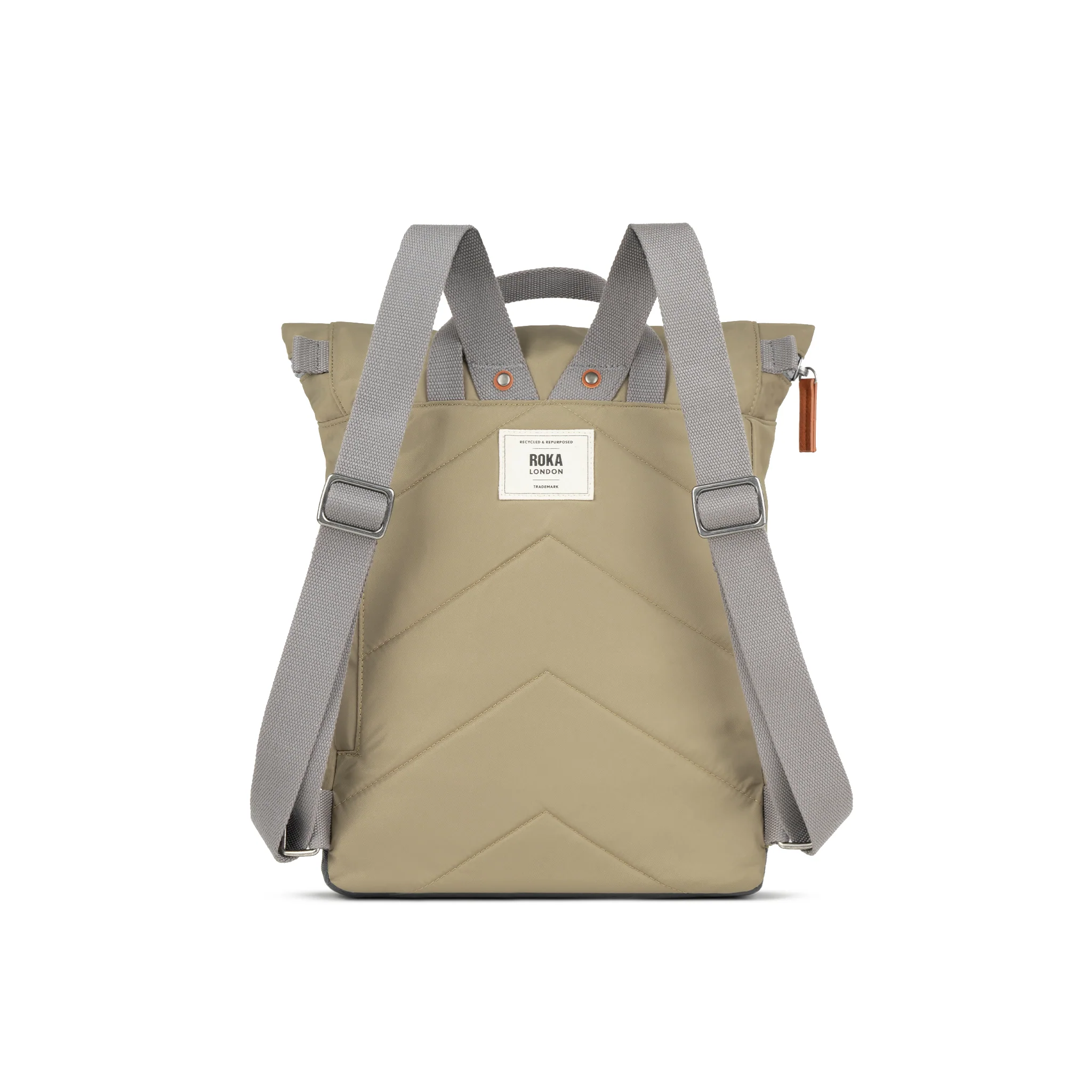 Roka London Canfield B Sustainable Nylon Rucksack, Taupe - Image 3