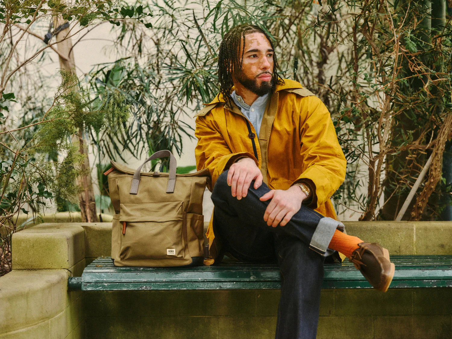 Roka London Canfield B Sustainable Nylon Rucksack, Taupe - Image 8