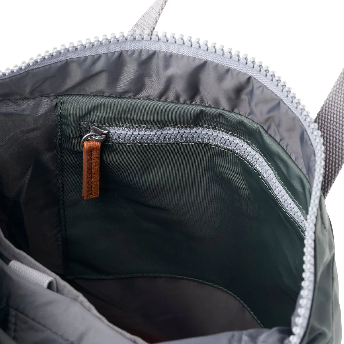 Roka London Canfield B Sustainable Nylon Rucksack, Thyme - Image 5