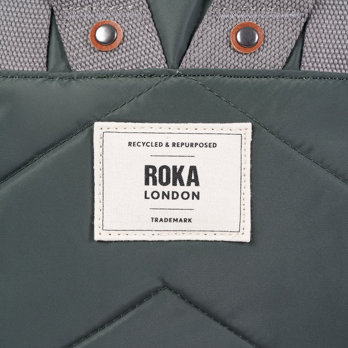 Roka London Canfield B Sustainable Nylon Rucksack, Thyme - Image 6