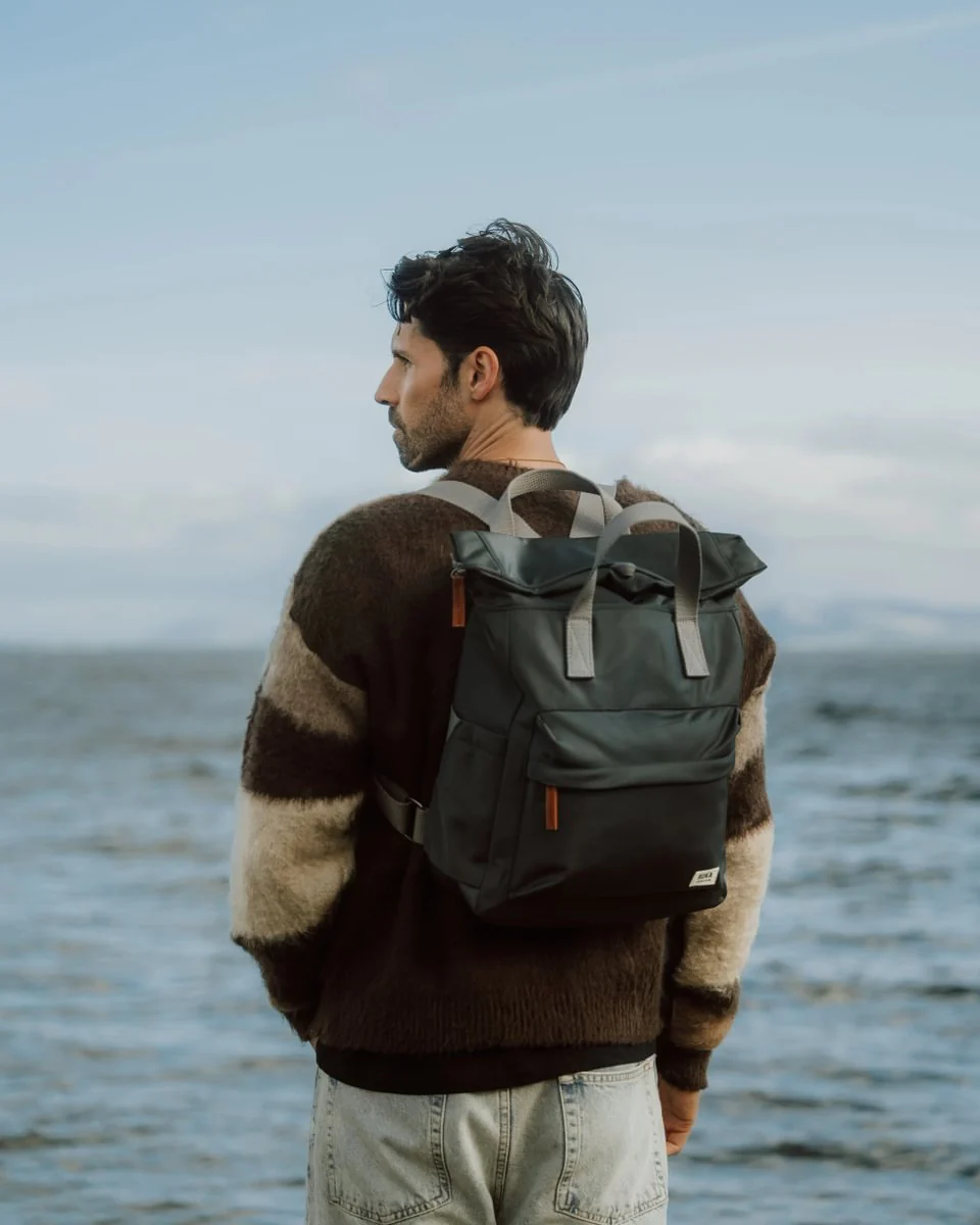 Roka London Canfield B Sustainable Nylon Rucksack, Thyme - Image 8