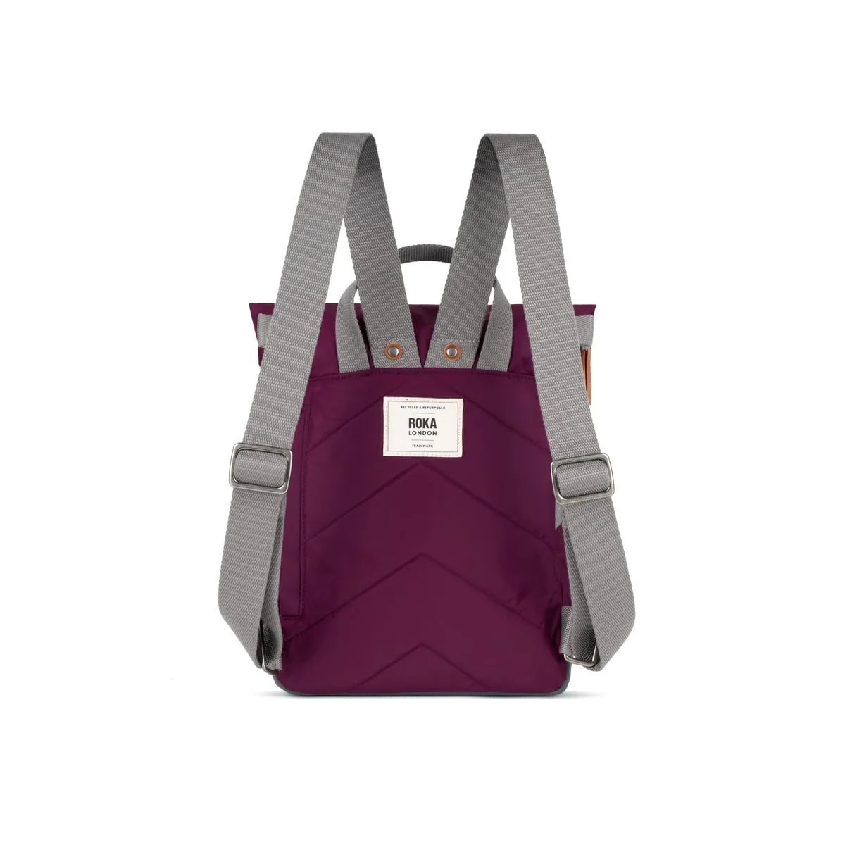 Roka London Canfield B Small Sustainable Nylon Rucksack, Royal Burgundy - Image 3