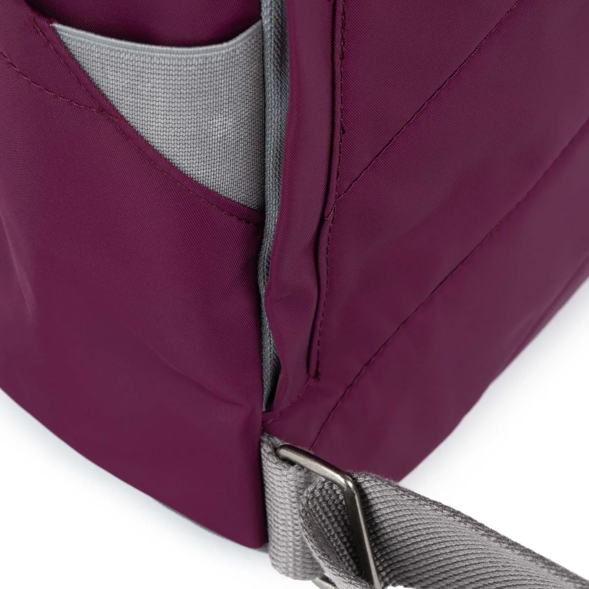 Roka London Canfield B Small Sustainable Nylon Rucksack, Royal Burgundy - Image 4