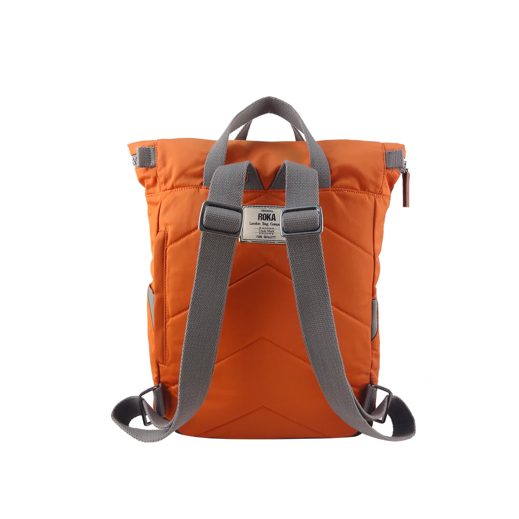 Roka London Canfield B Sustainable Nylon Rucksack, Burnt Orange - Image 3