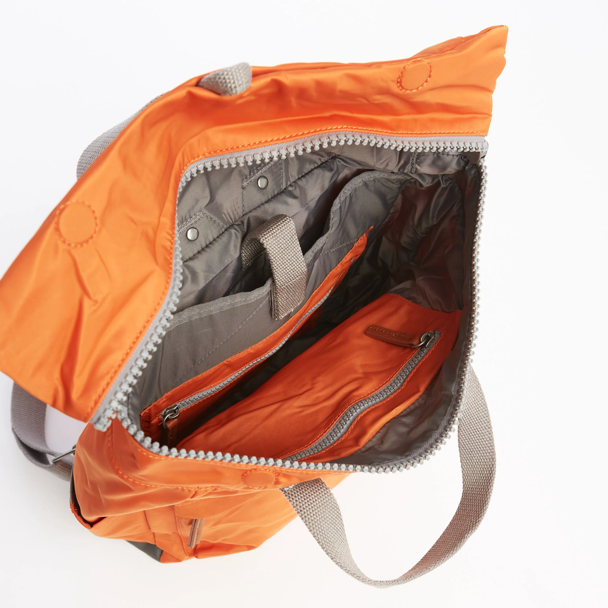Roka London Canfield B Sustainable Nylon Rucksack, Burnt Orange - Image 8