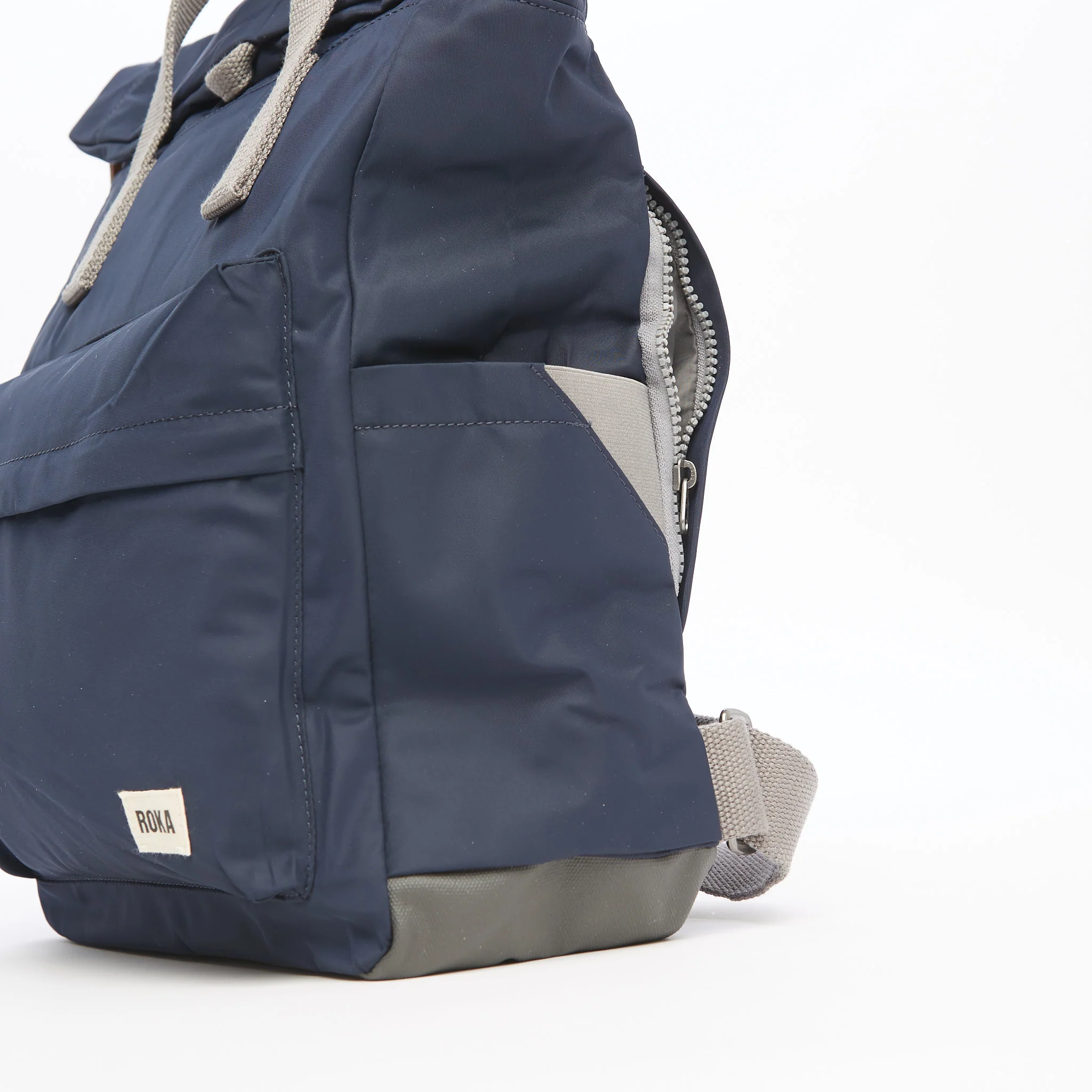 Roka London Canfield B Sustainable Nylon Rucksack, Midnight - Image 6