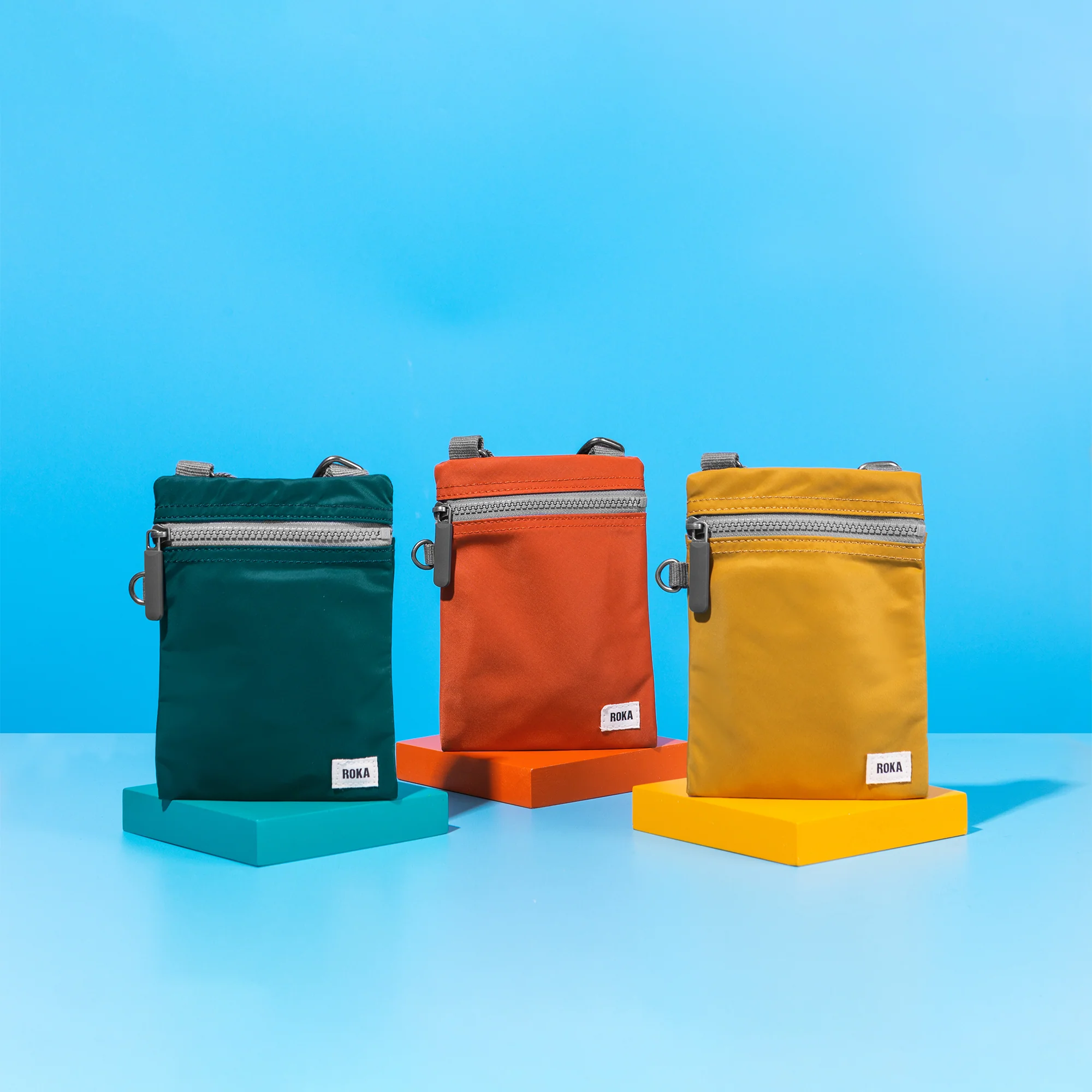 Roka London Chelsea Crossbody Phone Bag, Mustard (Recycled Nylon) - Image 16