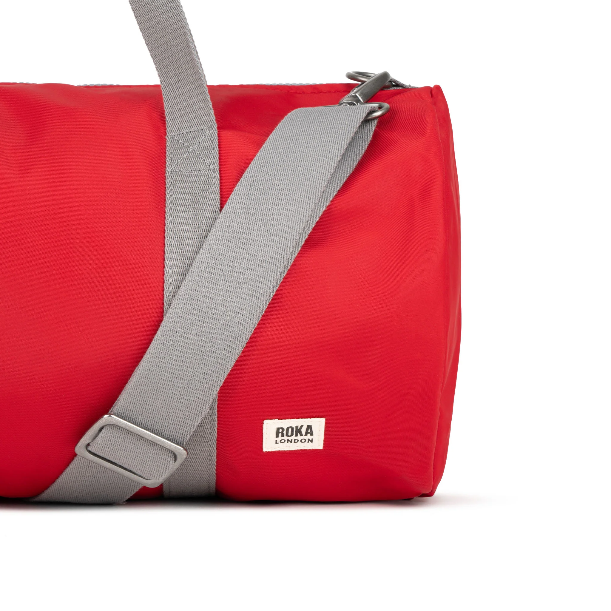 Roka London City Barrel Bag, Cranberry (Recycled Nylon) - Image 4