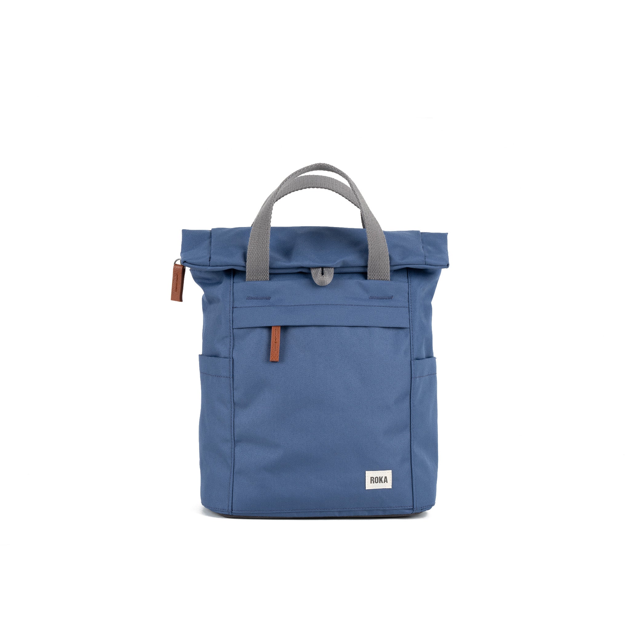 Roka London Finchley Sustainable Canvas Rucksack, Burnt Blue - Image 8
