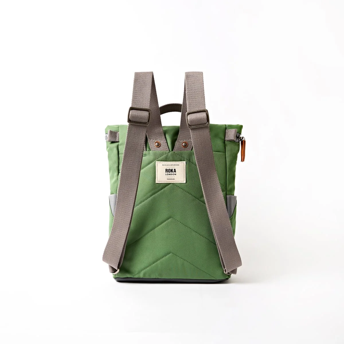 Roka London Finchley Small Sustainable Canvas Rucksack, Artichoke - Image 3