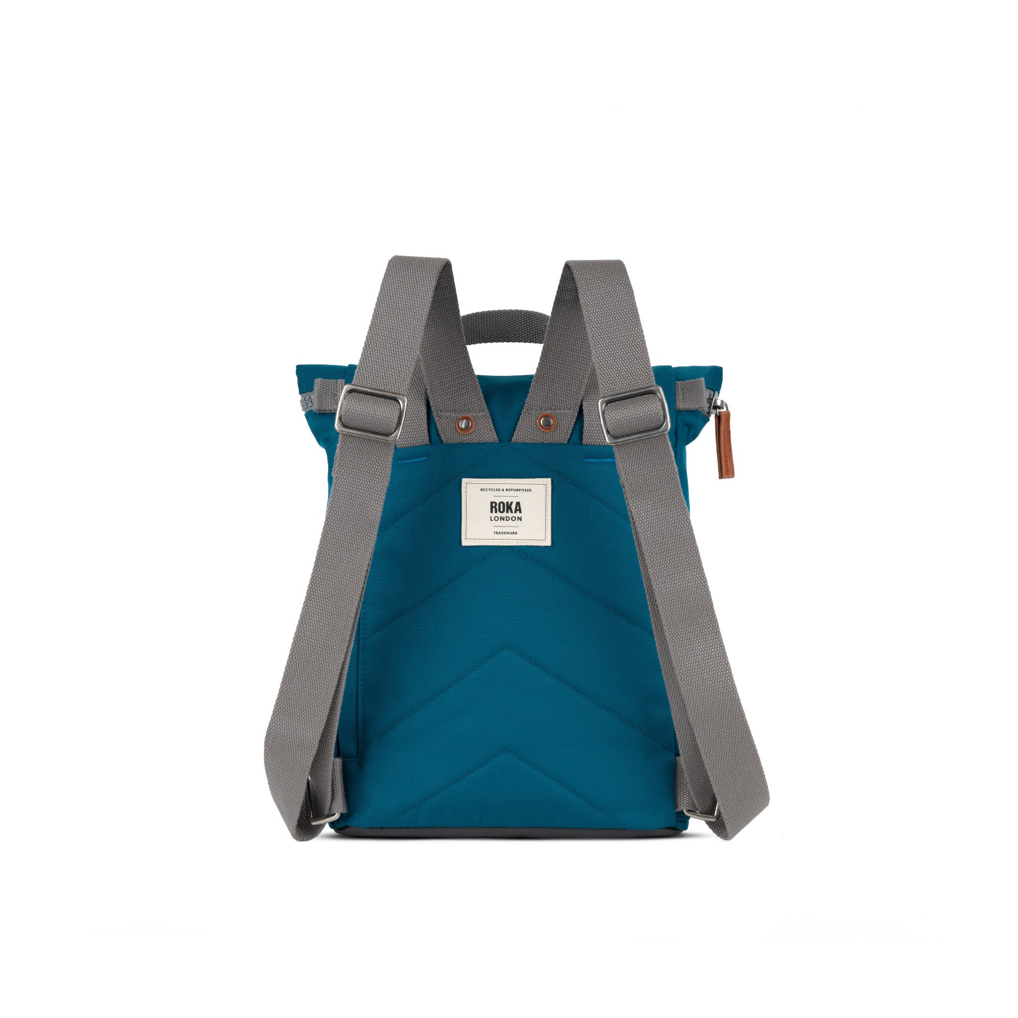 Roka London Finchley Small Sustainable Canvas Rucksack, Sapphire - Image 3
