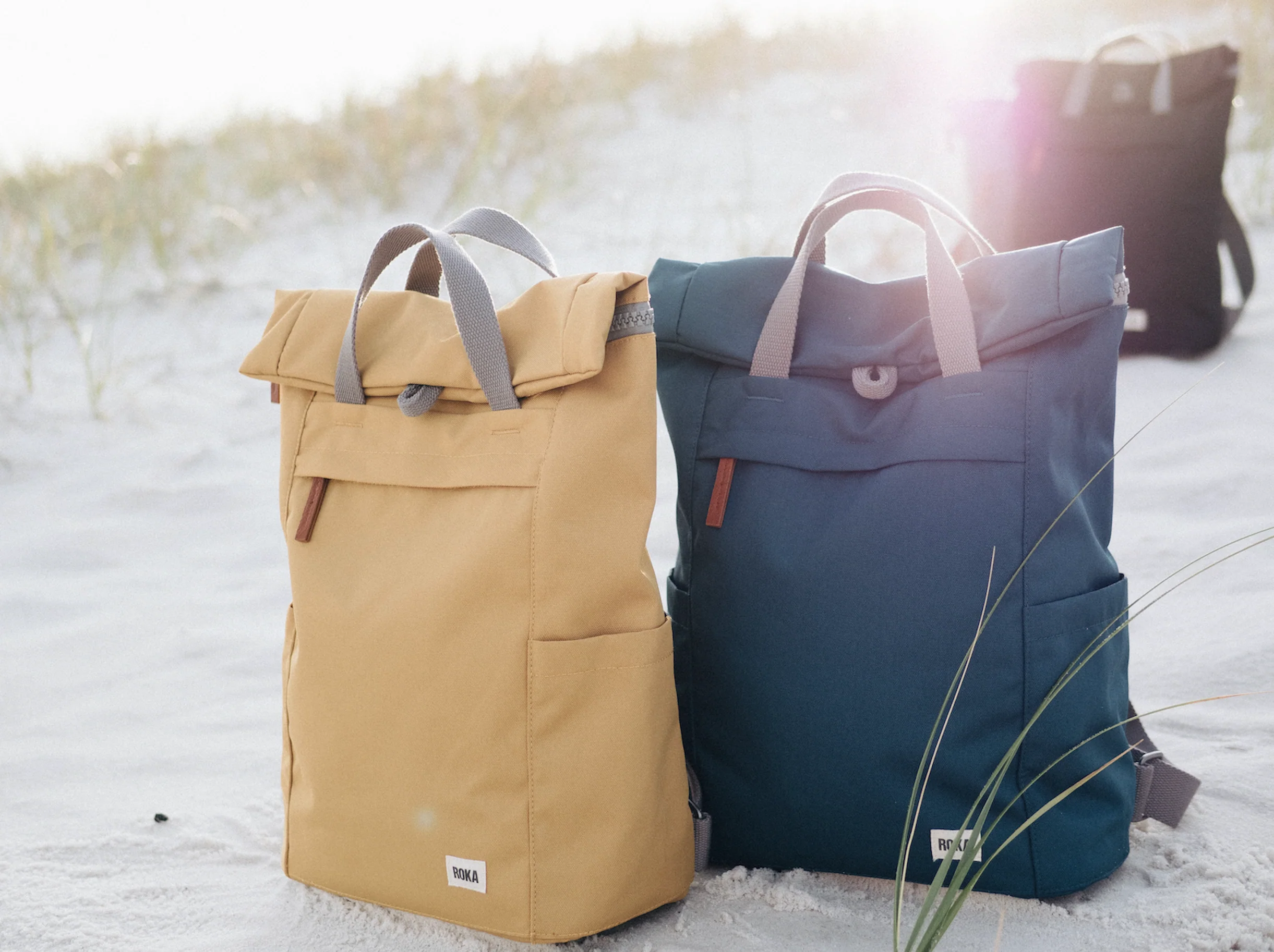 Roka London Finchley Sustainable Canvas Rucksack, Airforce - Image 11