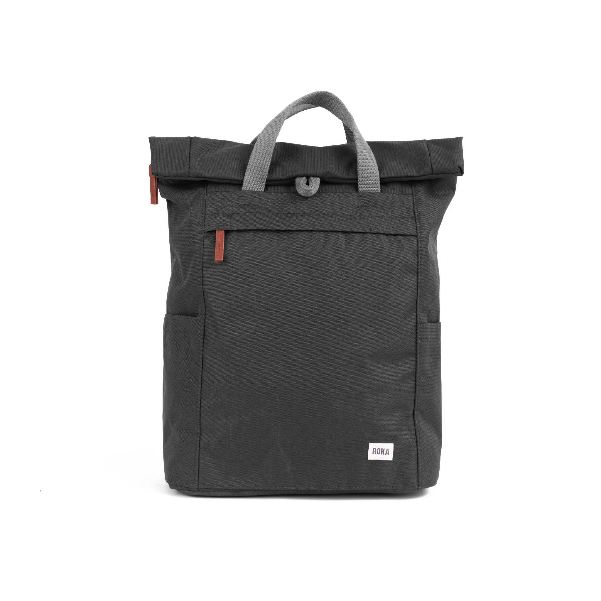 Roka London Finchley Sustainable Canvas Rucksack, Carbon - Image 12