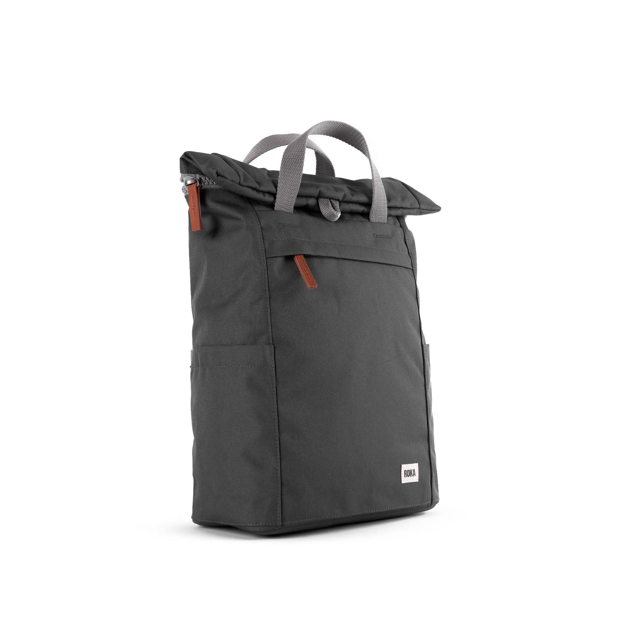 Roka London Finchley Sustainable Canvas Rucksack, Carbon - Image 2