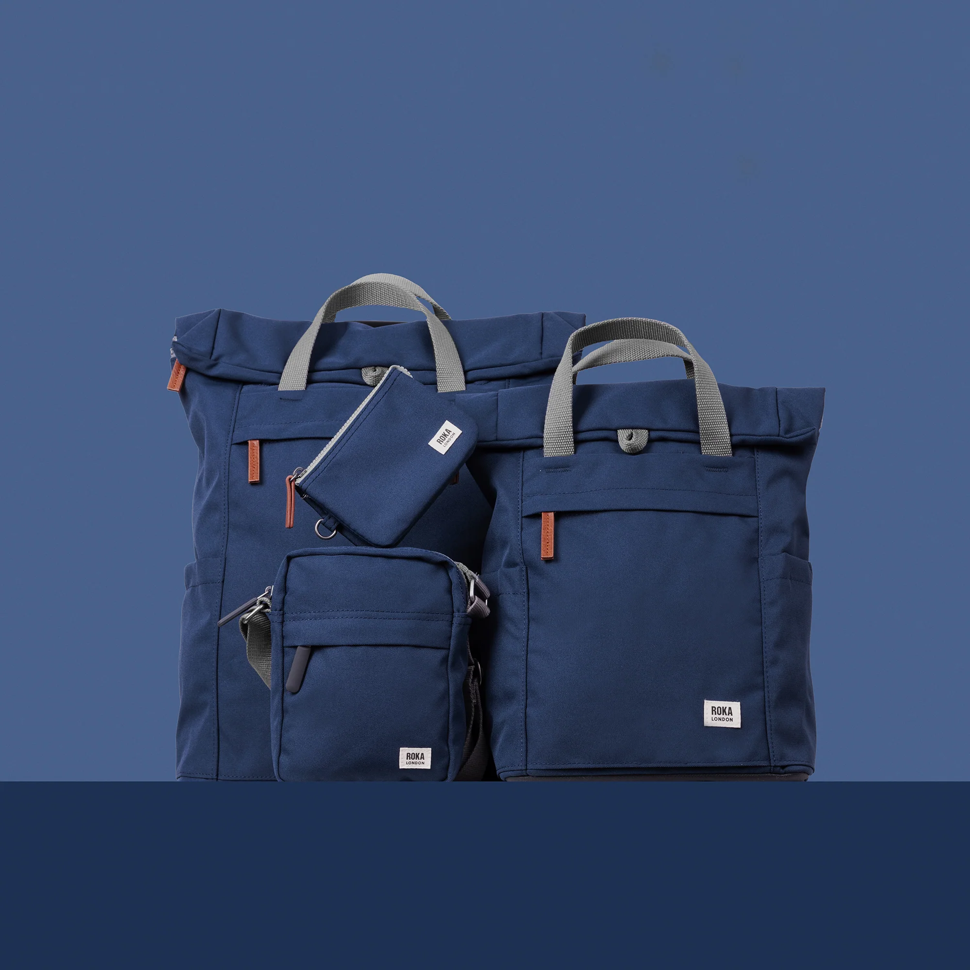 Roka London Finchley Sustainable Canvas Rucksack, Crisp Blue - Image 8