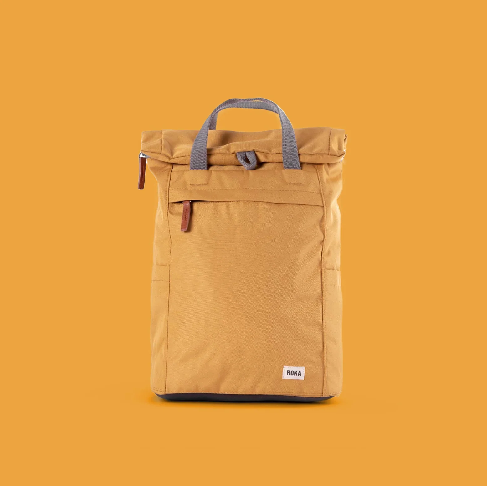 Roka London Finchley Sustainable Canvas Rucksack, Flax - Image 8