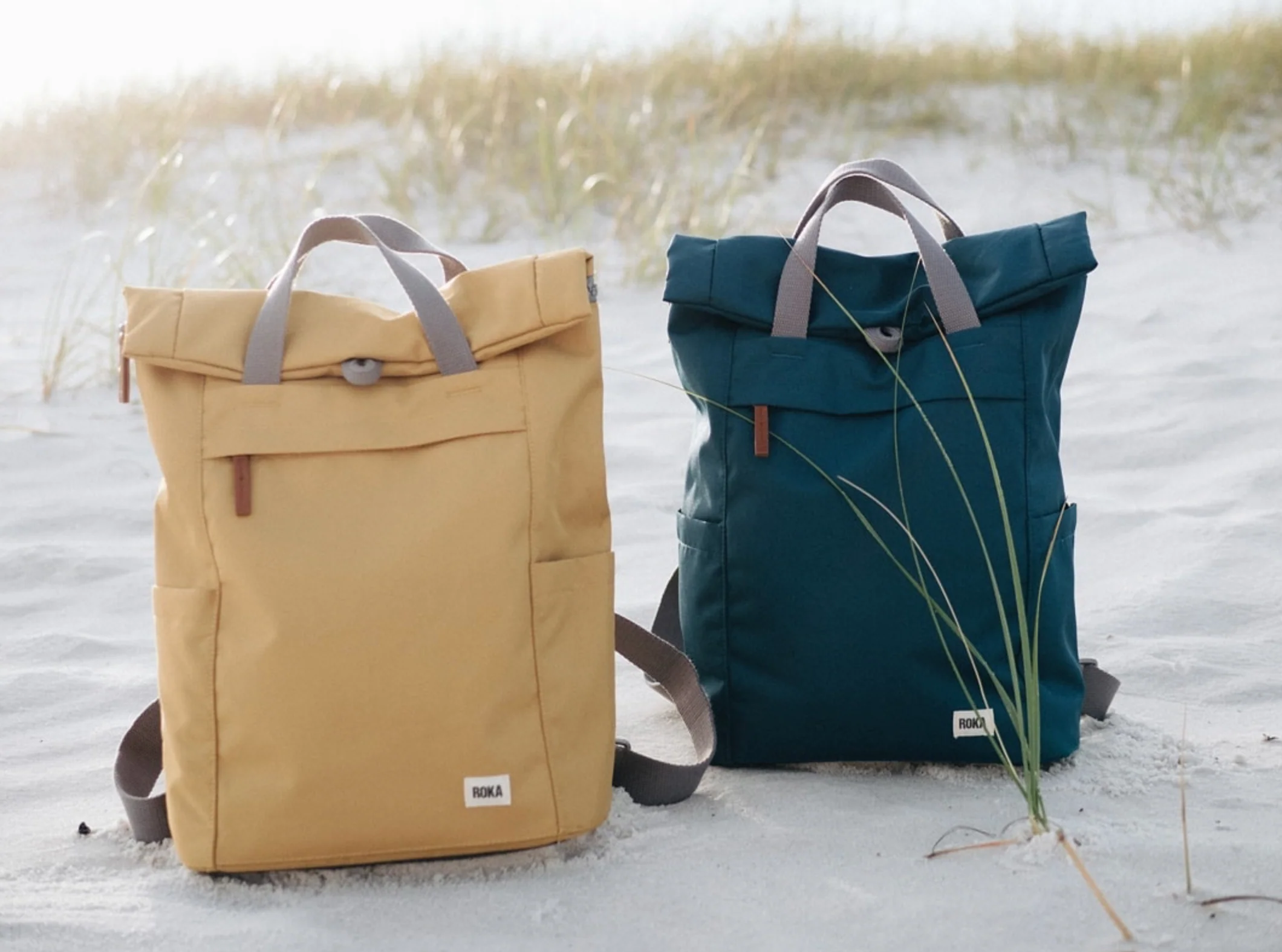 Roka London Finchley Sustainable Canvas Rucksack, Flax - Image 9