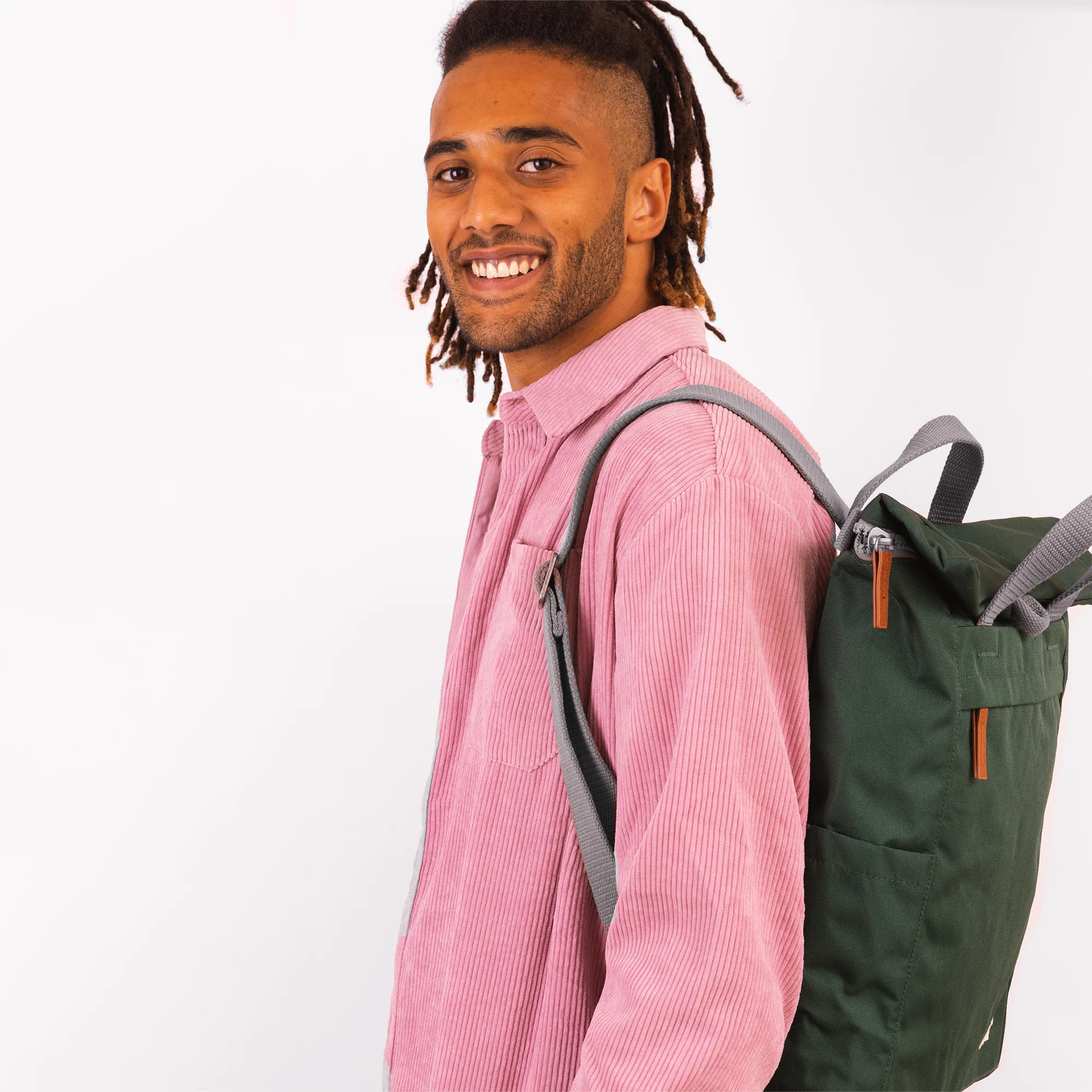 Roka London Finchley Rucksack, Forest (Sustainable Canvas) - Image 11